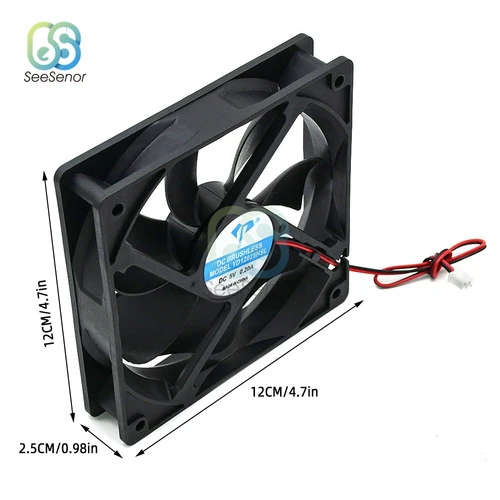 DC 브러시리스 12025 팬, PC 컴퓨터 케이스 쿨러, 120mm, 12cm, 5V, 12V, 24V, 120mm * 120mm * 25mm 팬, 120x120x25mm, 2 핀 4