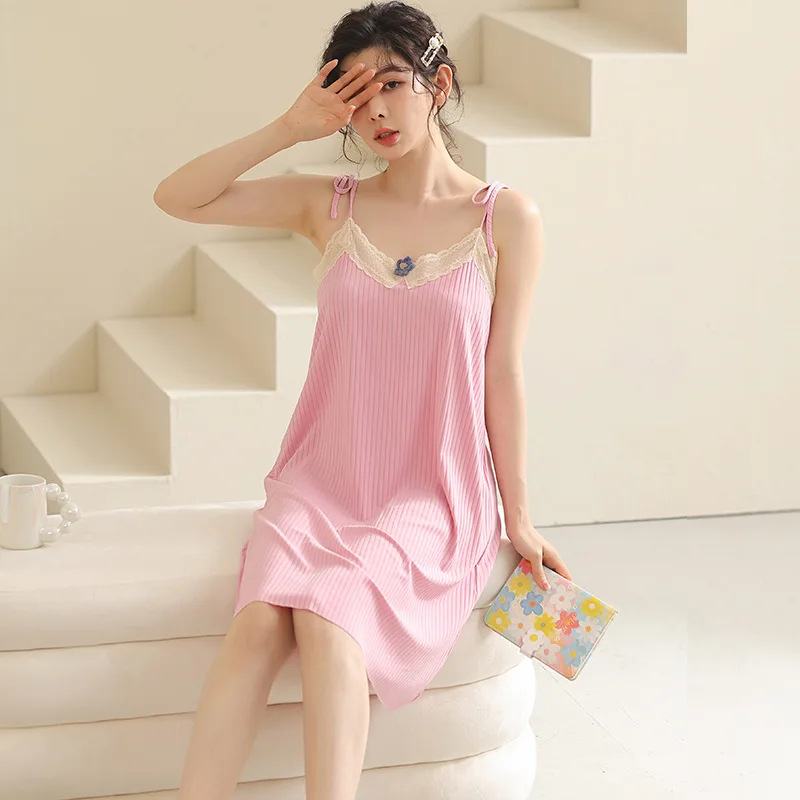 Night Dress Summer Casual Loose Nightgowns Women Sleepwear Streetwear Homewear SLP261