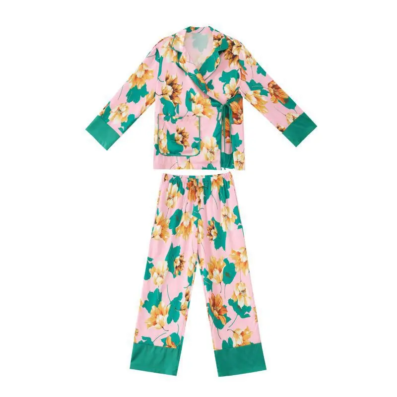Advanced female new style tulip tassel button two-piece pijamas women  pigiami donna  gece sikiş