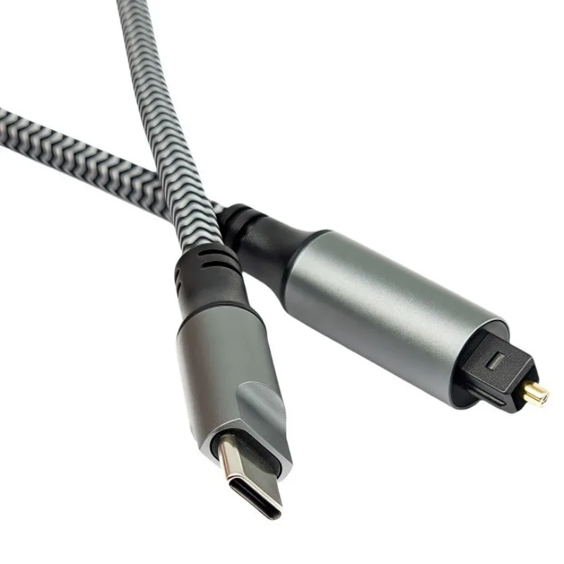 Braided USB-C to Optical Audio Cable with Gold-Plated Connector, 3Ft