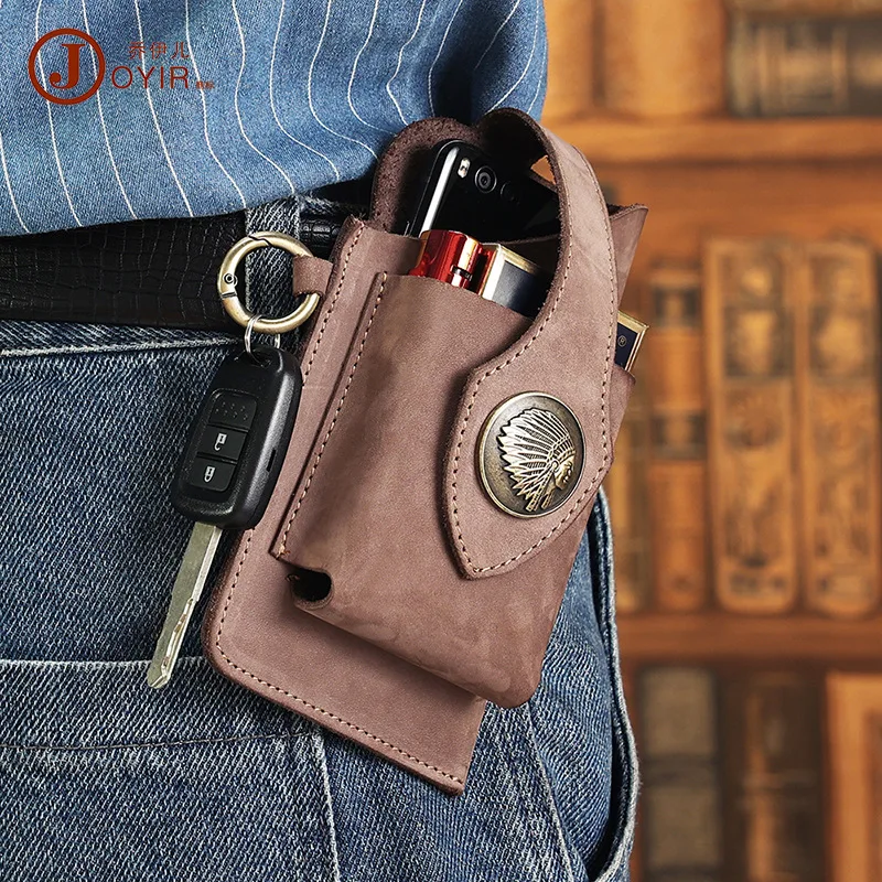 tech tool bag Men's Belt Bag Leather Belt Phone Bag Head Layer Cowhide Casual Trend Multifunctional Mobile Phone Bag Bag Male Shoulder rolling tool chest Tool Storage Items