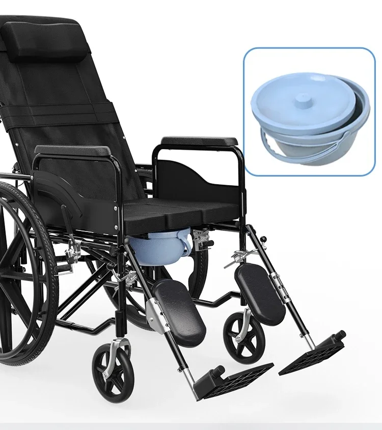 100kg load-bearing folding lightweight Oxford cloth full lying model with toilet wheelchair trolley