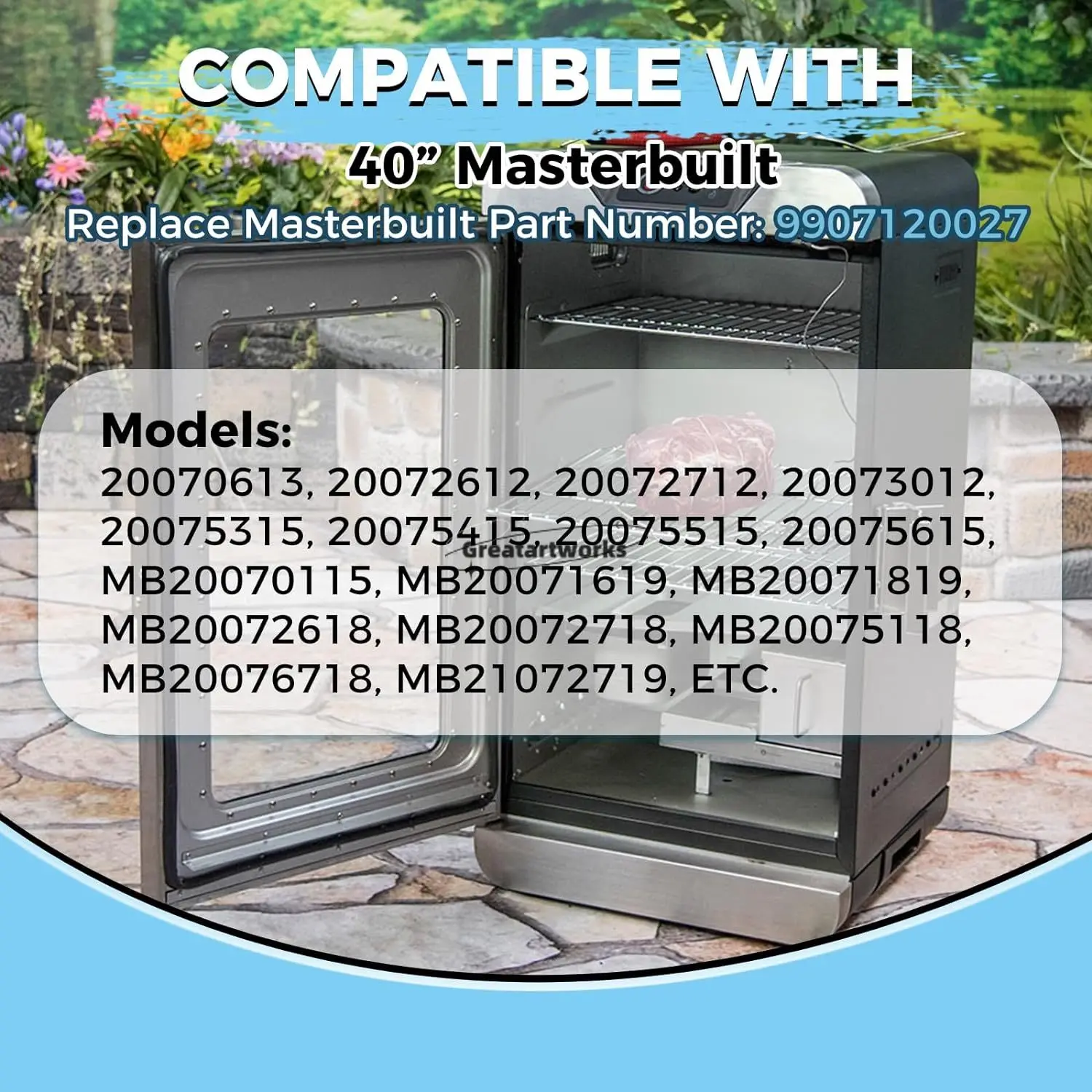 1200W Electric Smoker Heating Element Kit 9907120027 for Masterbuilt 40&rdquo; Electric Digital Control Smokers 20072712 CHRFDES402103