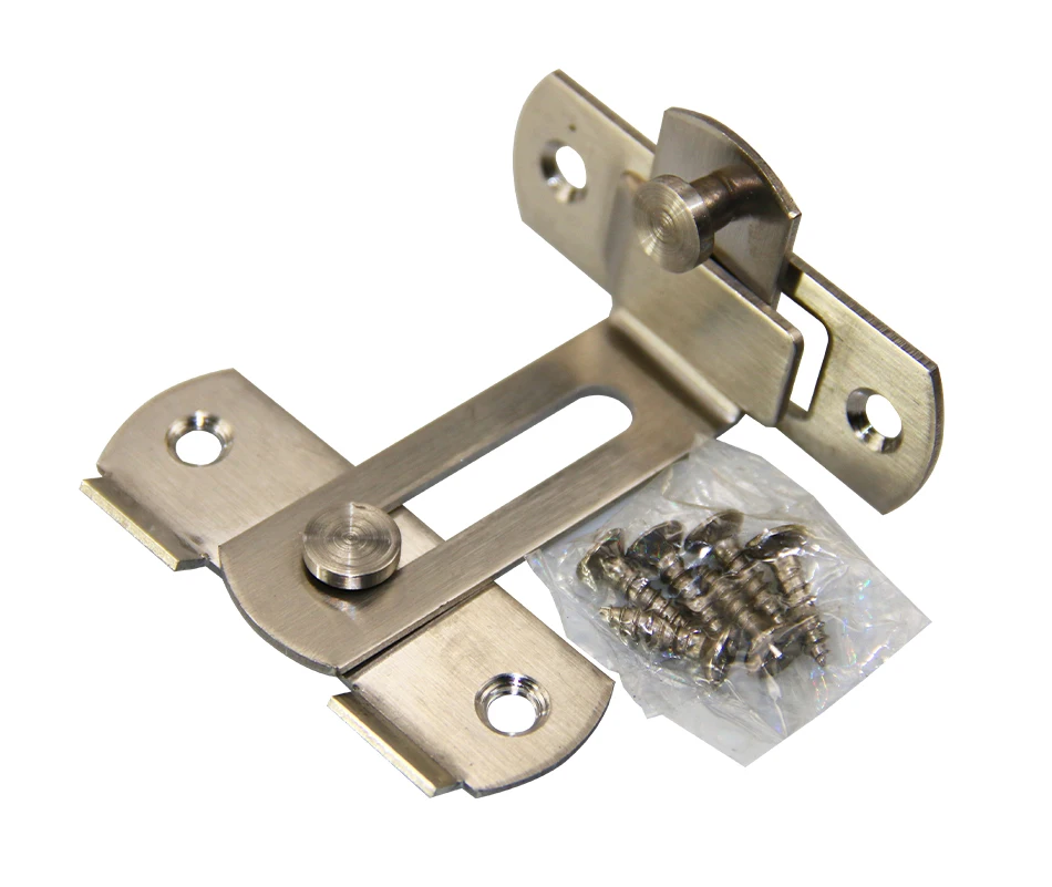 Description Picture 5 of item1 Pcs Button 90 Degree Security Tools Clasp Stainless Steel Cabinet Hardware Shift Sliding Push Pull Home Door Lock