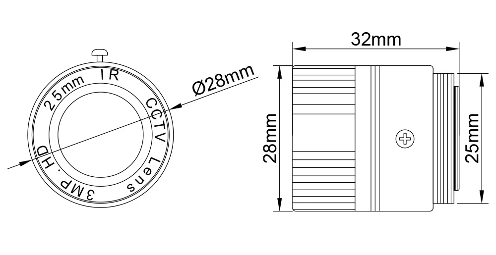 12/16/25mm CS Mount Lens 1/2" 1/2.5" Image Format CCTV Camera Lens With Narrowba