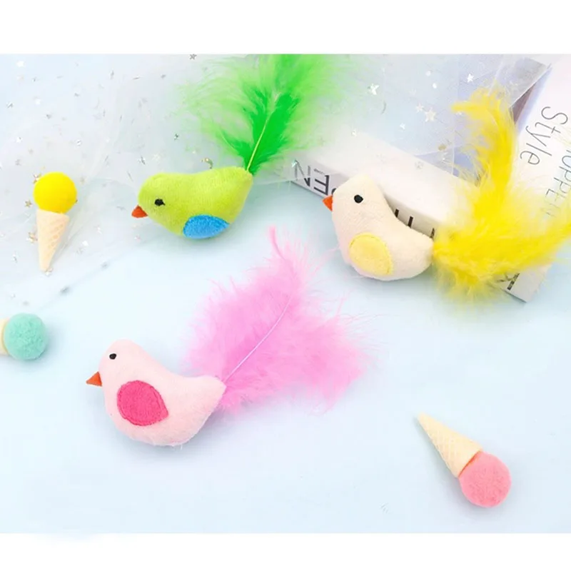 

New Cat Toys 3colours Simulation Bird interactive Feather Funny Toys for Cats Kitten Hunting Exercise Pet Products Supplies