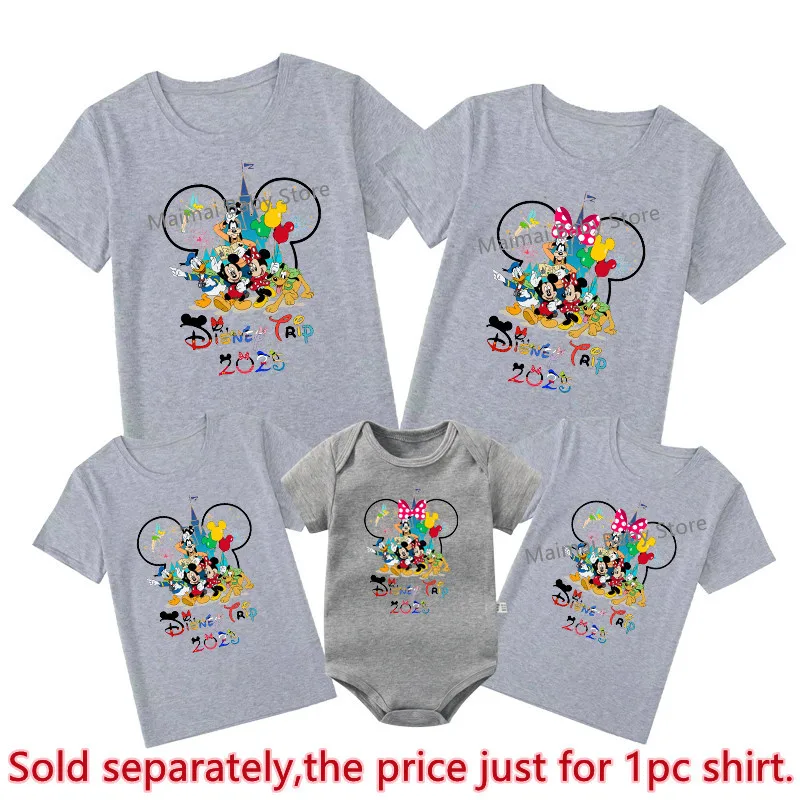 Disney Trip 2025 Family Matching Shirts Funny Mickey Minnie Tshirts Look Dad Mom Kids Tees Top First Disneyland Vacation Outfits 5