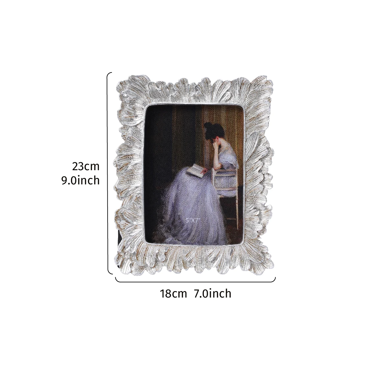 1PC, European-style silver palm leaf lace decorative photo frame, suitable for family photo display and shooting prop decoration