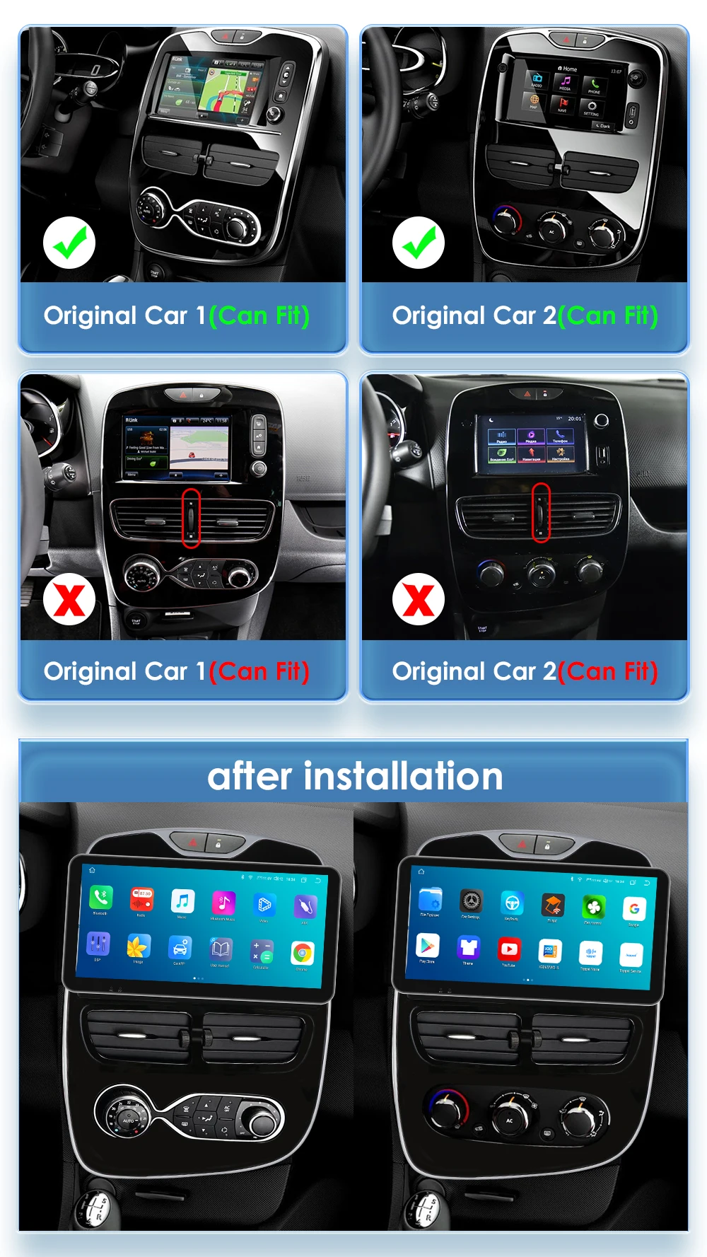 Android Auto Radio Carplay Renault Clio 4 Zoe 2012-2019