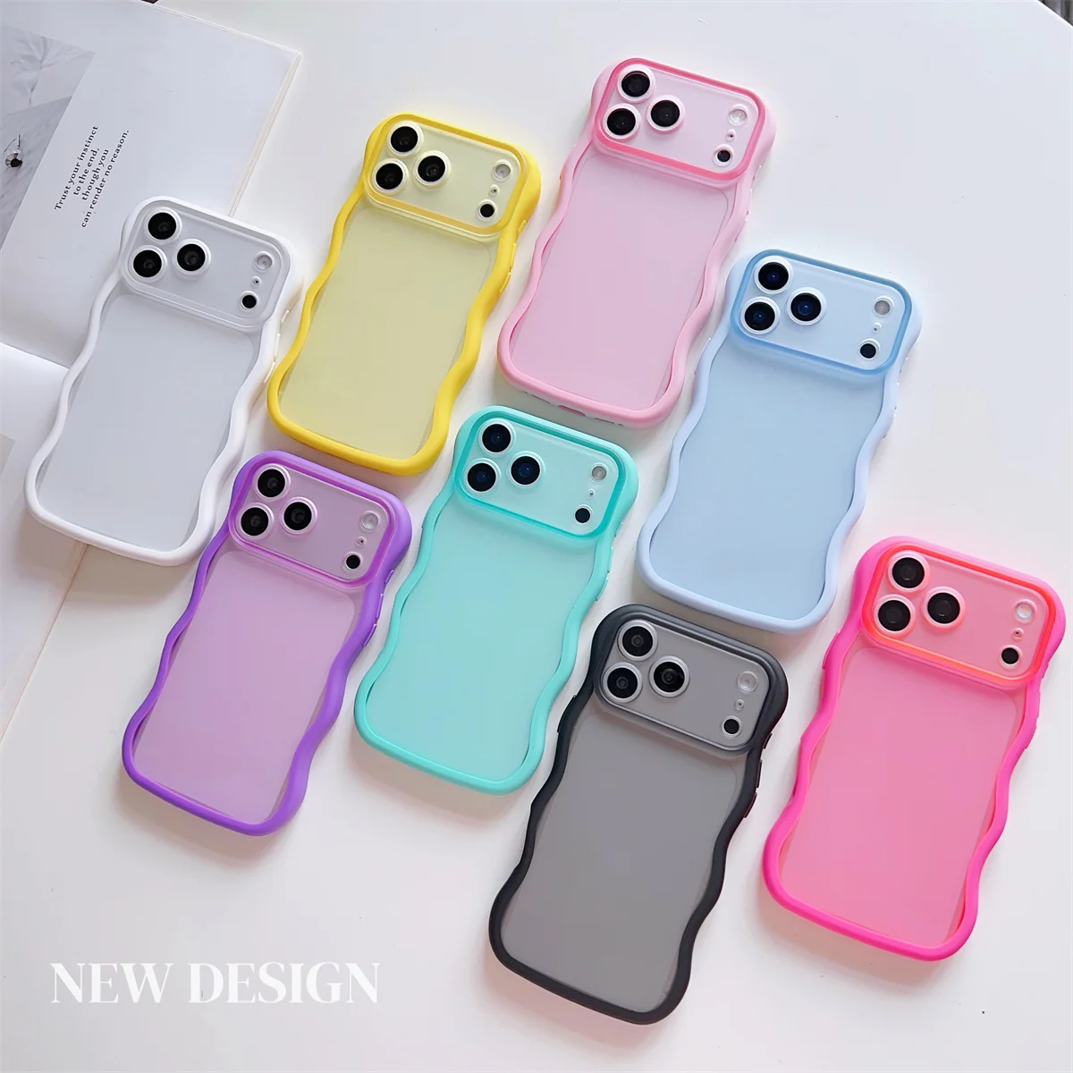 Enhanced Shockproof Transparent Wave Mobile Phone Case with Anti-Loss Protection