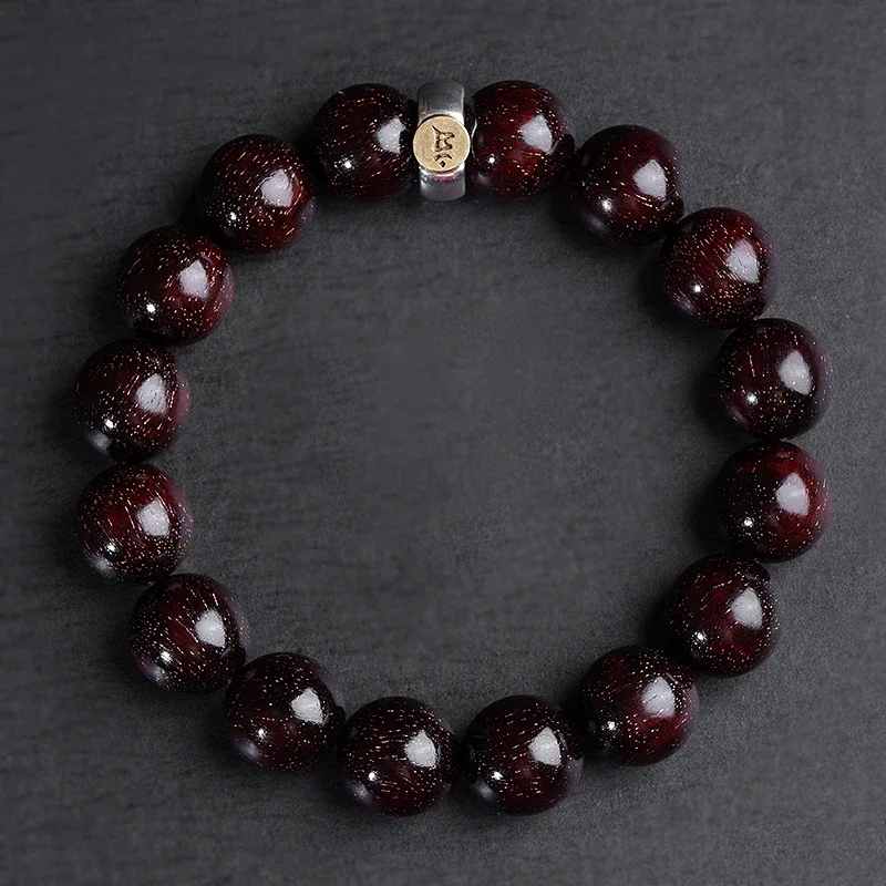 

Natural Wood Lobular Red Sandalwood Bracelets 925 Silver Guardian Tathagata Zodiac Natal Buddha Amulet Mascot Lucky Bracelet