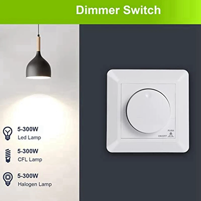 4X LED 조광기 스위치, 조광 가능한 LED 및 할로겐용 플러시 마운트 조광기, 5-300 W 조광기 스위치, 위상 제어 조광기