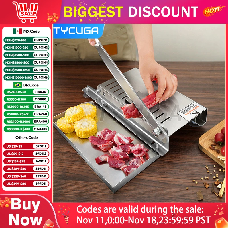 Meat Slicer Commercial Frozen Bone Cutting Machine Minced Lamb Bone Meat Cutter Chicken Duck Fish Ribs Lamb Cutting Kitchen Tool
