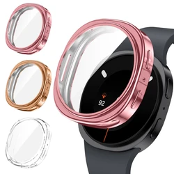 TPU Plating Protective Case Set with Screen Protector - 3 Pack for Watch 8 9 44mm (Pink Rose Gold Trans)