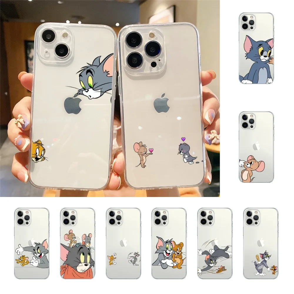 T-Toms-And-J-Jerry Custodia Per Telefono Per Iphone 15 11 13 14 Pro Max 7 8 Plus X Xr Xs Max Se2020 12Mini Cover Trasparente