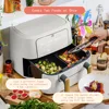 9 QT Air Fryer,Air fry, roast, reheat, dehydrate, bake or broil,Sync two different foods,touch-activated display illuminates. 3