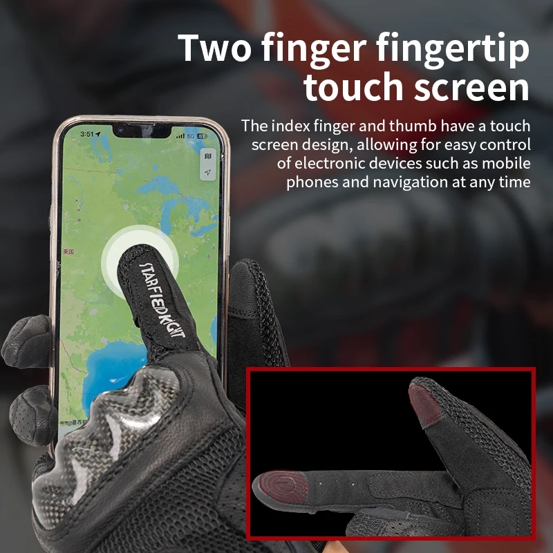 SFK Motorcycle Gloves Summer Mesh Breathable Carbon Fiber Shock Absorption Protect Full Finger Motorbike Race Riding Equipment