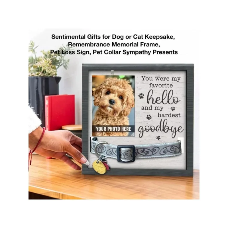Dog Pet Gift Wooden Photo Frame DIY Gift Dog Collar Souvenir Pet Commemorative Stand Frame Can DIY Photo Collar dog memorial statue