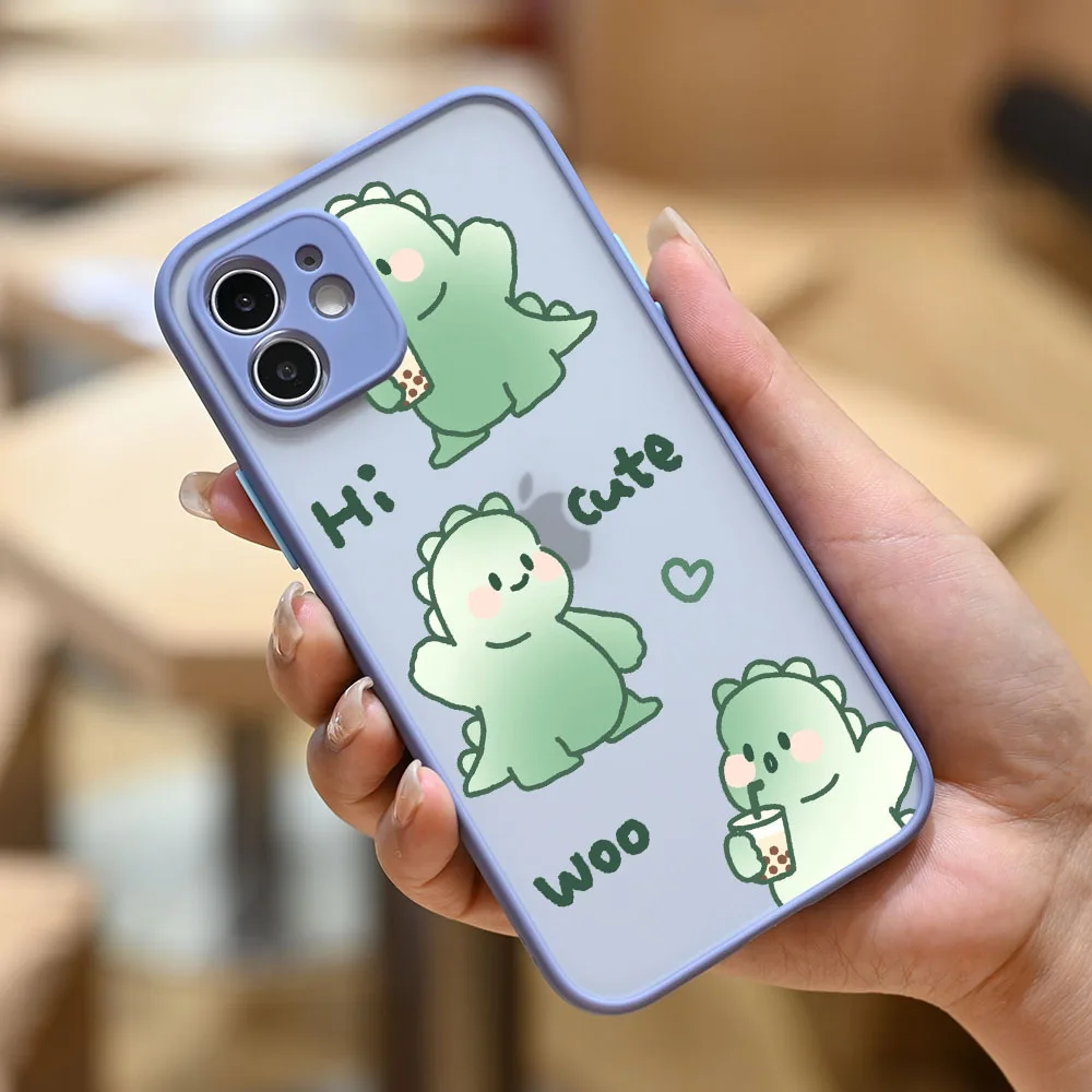 Playful Dinosaur Duo Shockproof Phone Case - Hard Matte Cover