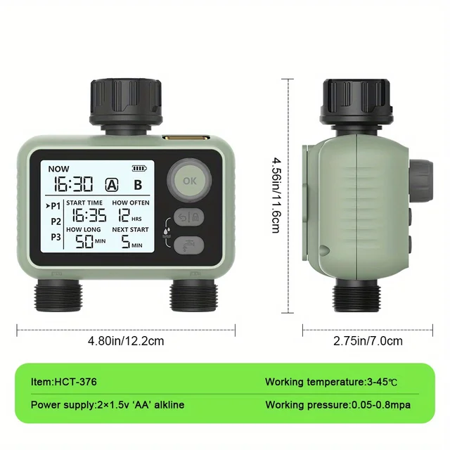 Eshico automne plus récent minuterie d'eau à 2 sorties A/B 6P plans retard d'arrosage avec capteur de pluie Intelligent Joint en laiton et opération de bouton 3