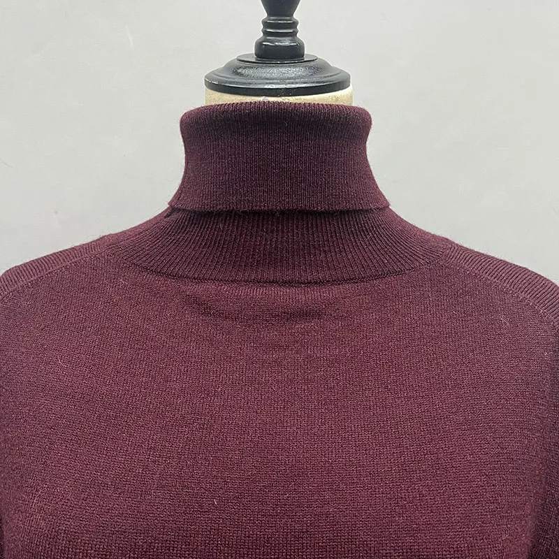 Women's Winter Sweater with Mongolian sheep Fur Cuff Lady Fashion High Collar Soft Warm 5