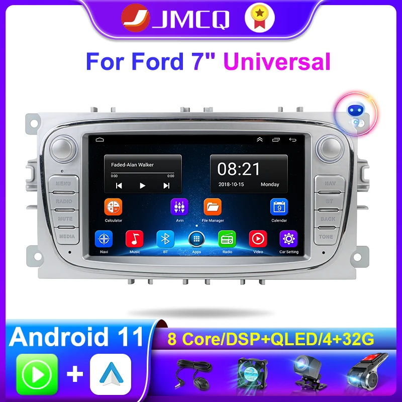 

JMCQ Android 11 2 Din Car Radio Multimedia Video Player For Ford Focus S-Max Mondeo 9 Galaxy C-Max Navigation GPS 4G Head Unit