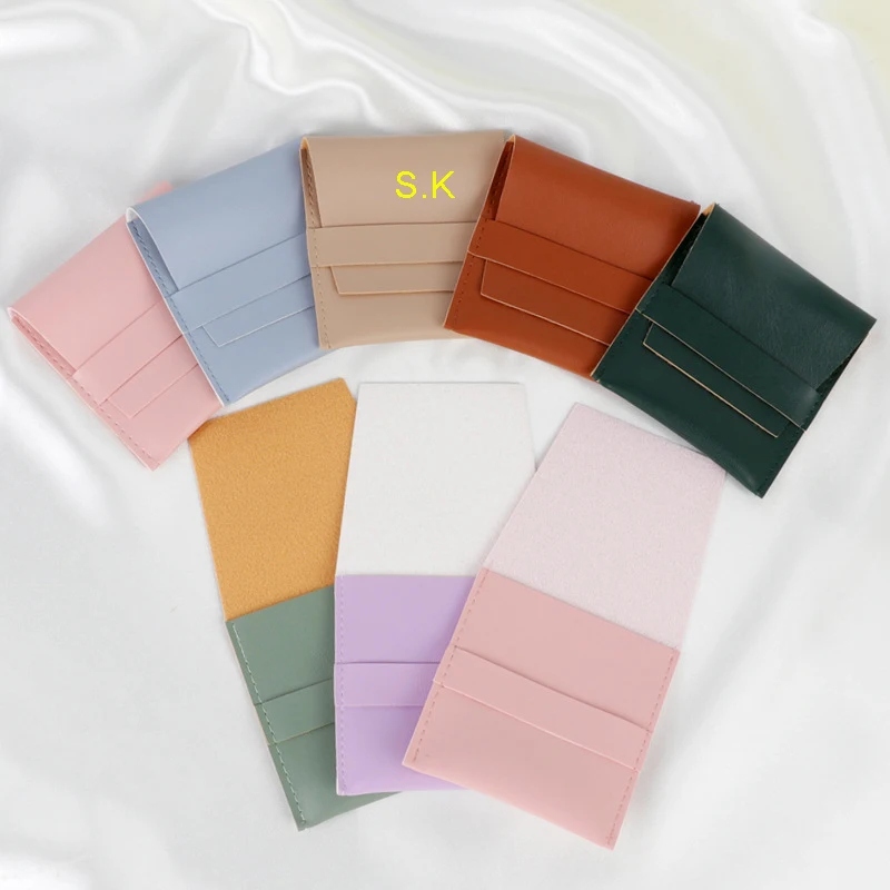 

Pu Leather Mini Jewelry Pouch Bag Free Customize Initials Hot Selling Flip Ring Necklace Small Jewelry Storage Bag