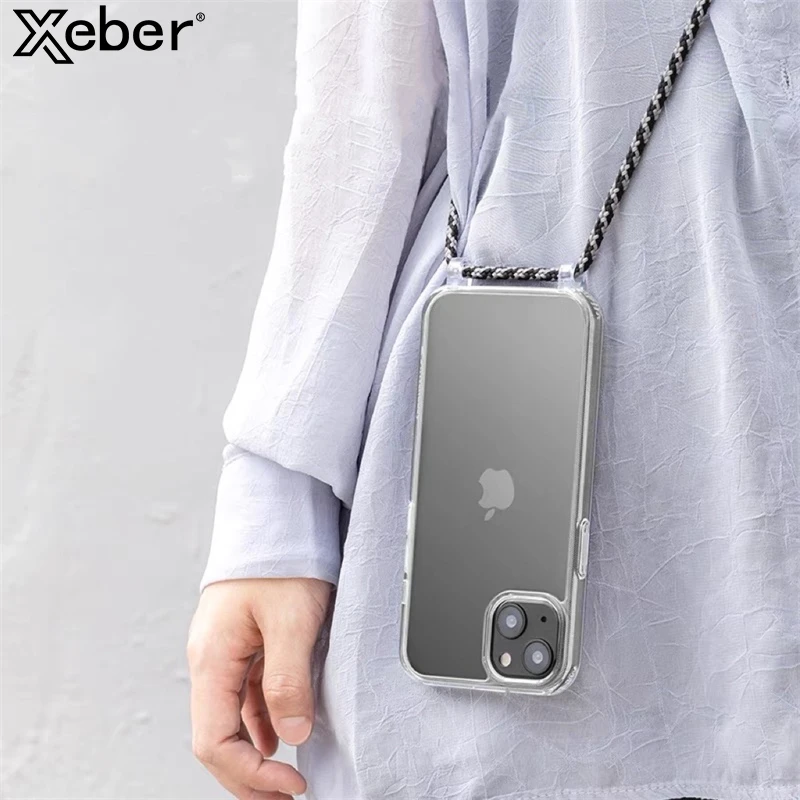 Lanyard Strap Crossbody Cord Rope Clear Case For iPhone 13 Pro Max 12 11 14 XR X XS Mini 6S 7 8 Plus SE Shockproof Acrylic Cover lifeproof case iphone xr