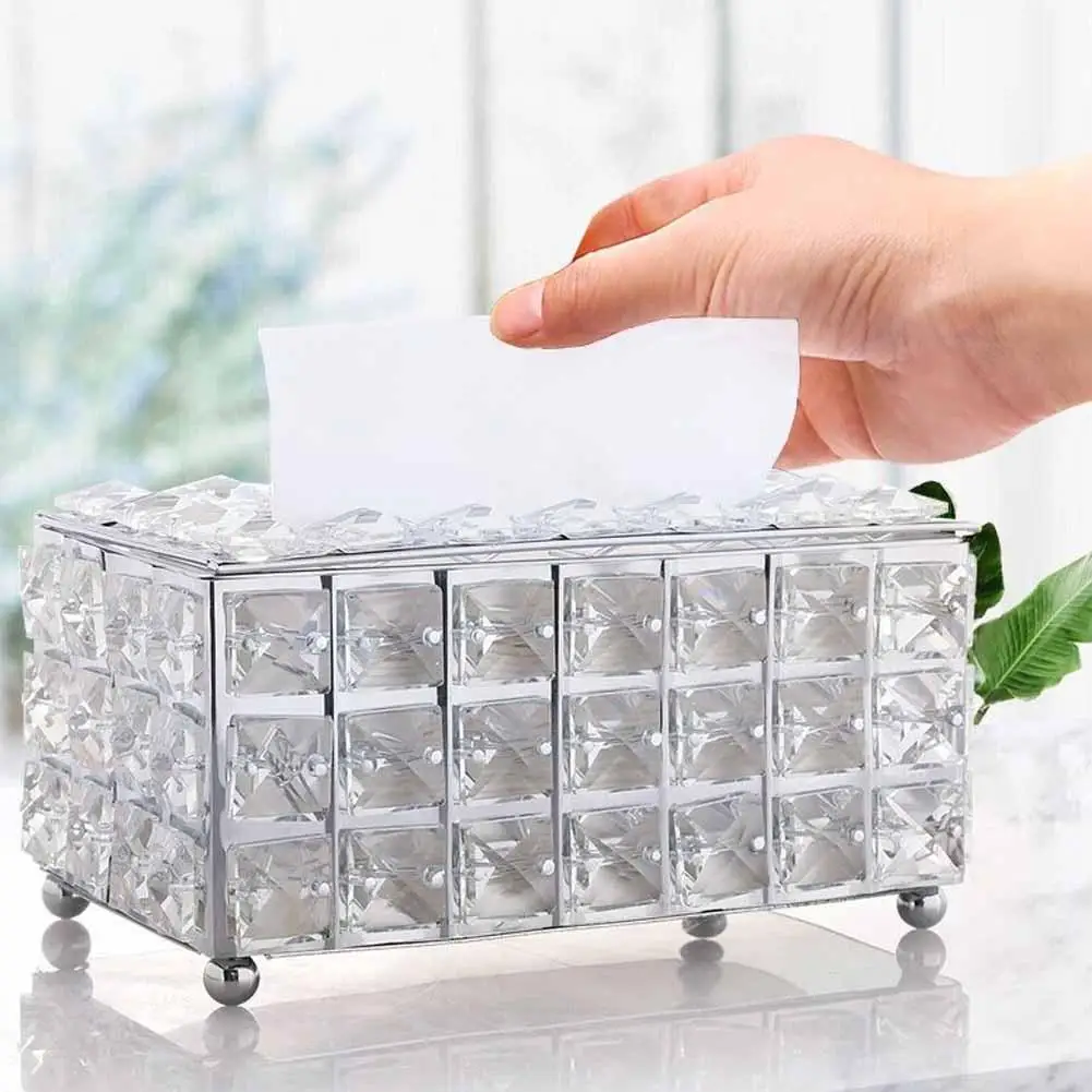 Shiny Tissue Box Elegant Napkin Holder for Living Room Bathroom Office Bar