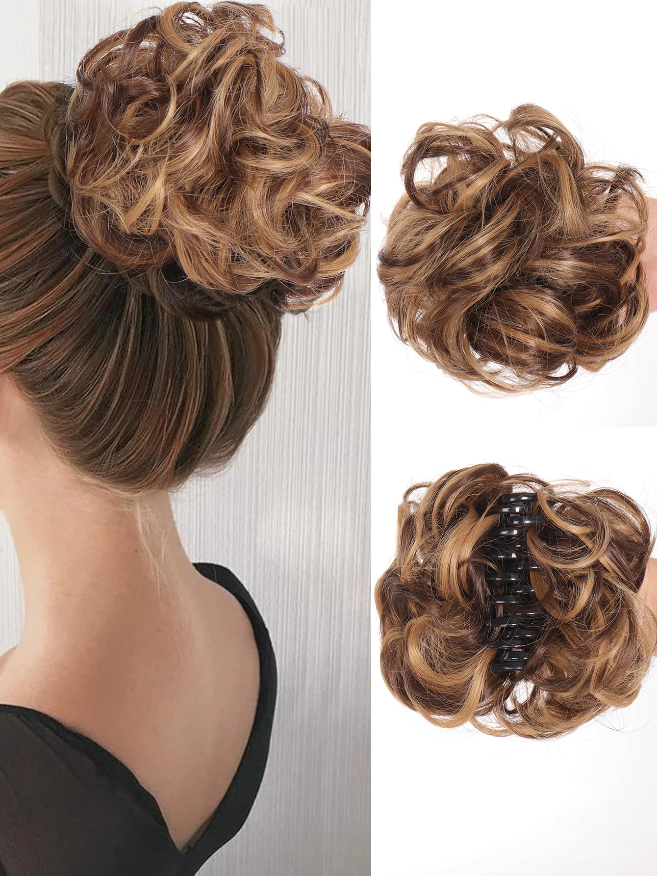 

Synthetic Hair Bun Claw Clip in Chignon Hair Piece Curly Messy Bun Ponytail Hair Extensions Scrunchie Hairpieces for Women