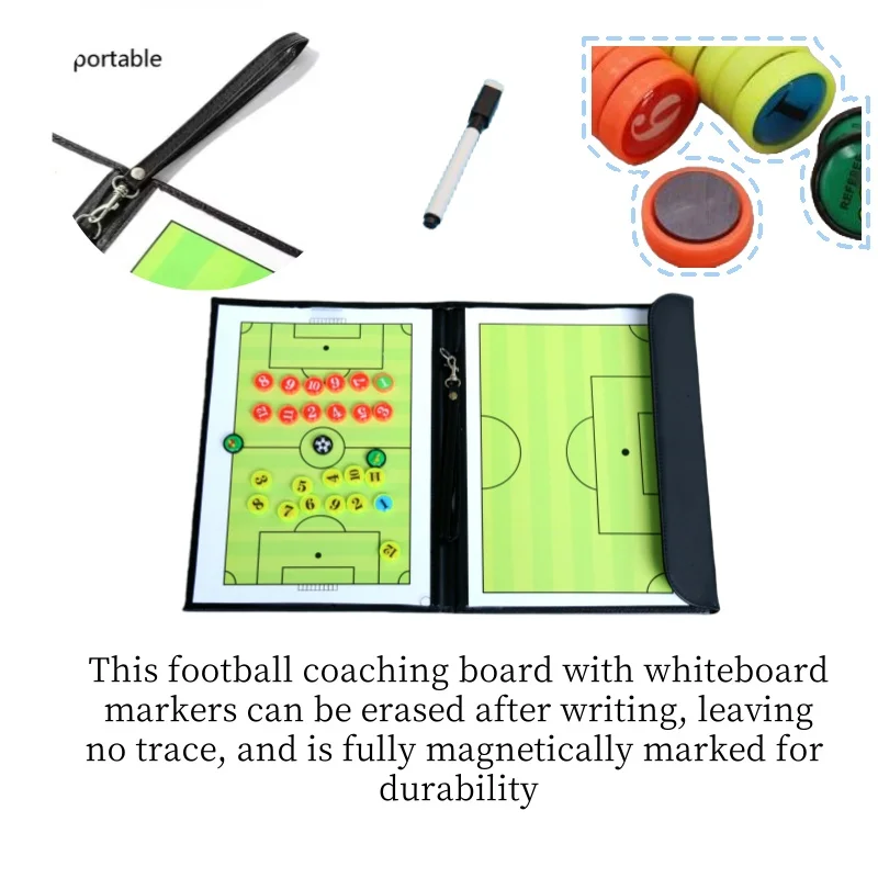 Portable Magnetic Soccer Coach Tactics Board Strategy Game Coaching Clipboard Kit with Dry Erase Marker and Magnets Universal soccer tactical board