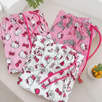 Spring Autumn Anime Hello Kitty Y2k Kawaii Pajamas Women Loose Cartoon Casual Home Pants Fashion Trousers Girl Pajama Pants Gift 1