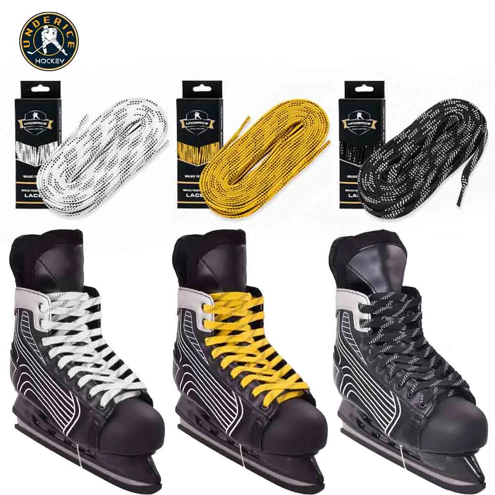 Lacets de patins de Hockey sur glace, emballés dans une boîte, chaussures de patins de Hockey, tresse double couche, accessoires de Hockey de 84 à 120 pouces