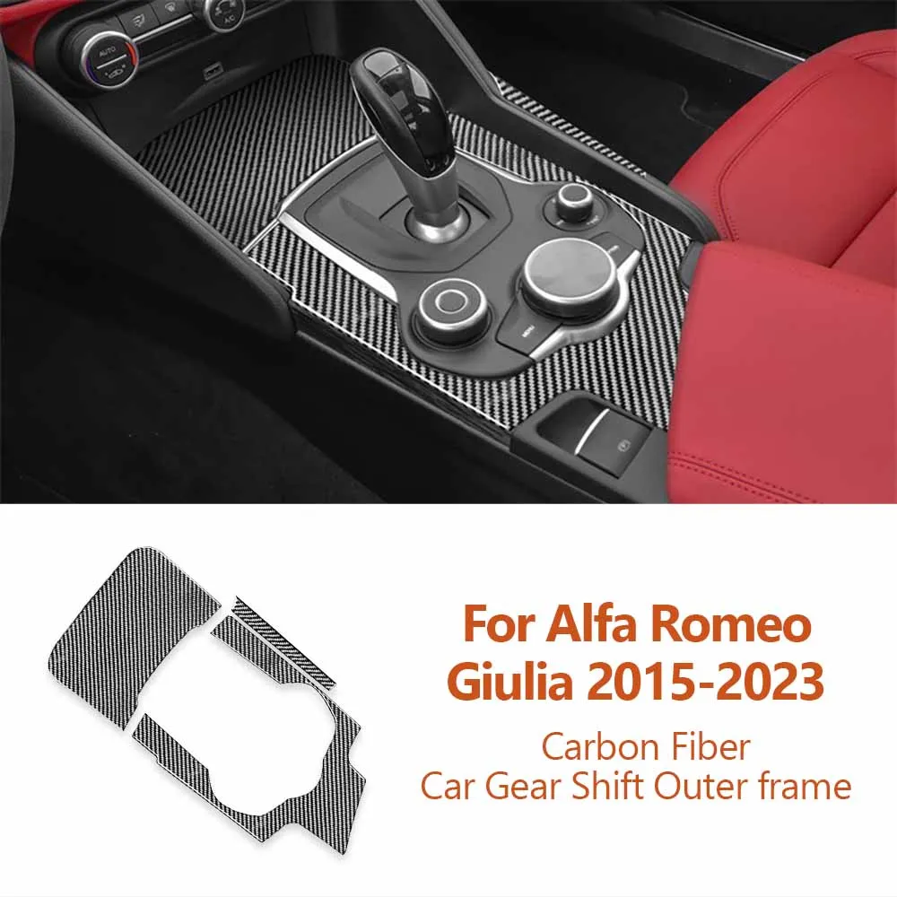 

For Alfa Romeo Giulia Stelvio 2015-2023 Carbon Fiber Car Gear Shift Outer Frame Decorative Stickers Auto Interior Accessories