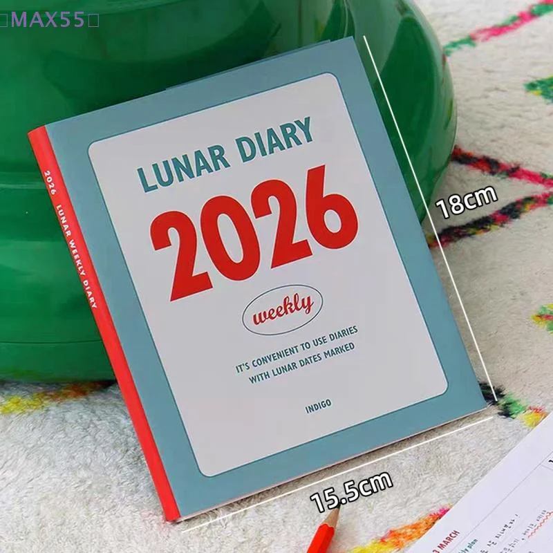 【MAX-55】2026 스케줄 라이프 플래너 북 미니멀리스트 캘린더 포함 학생 학습 일기 레트로 저널 노트북 노트패드