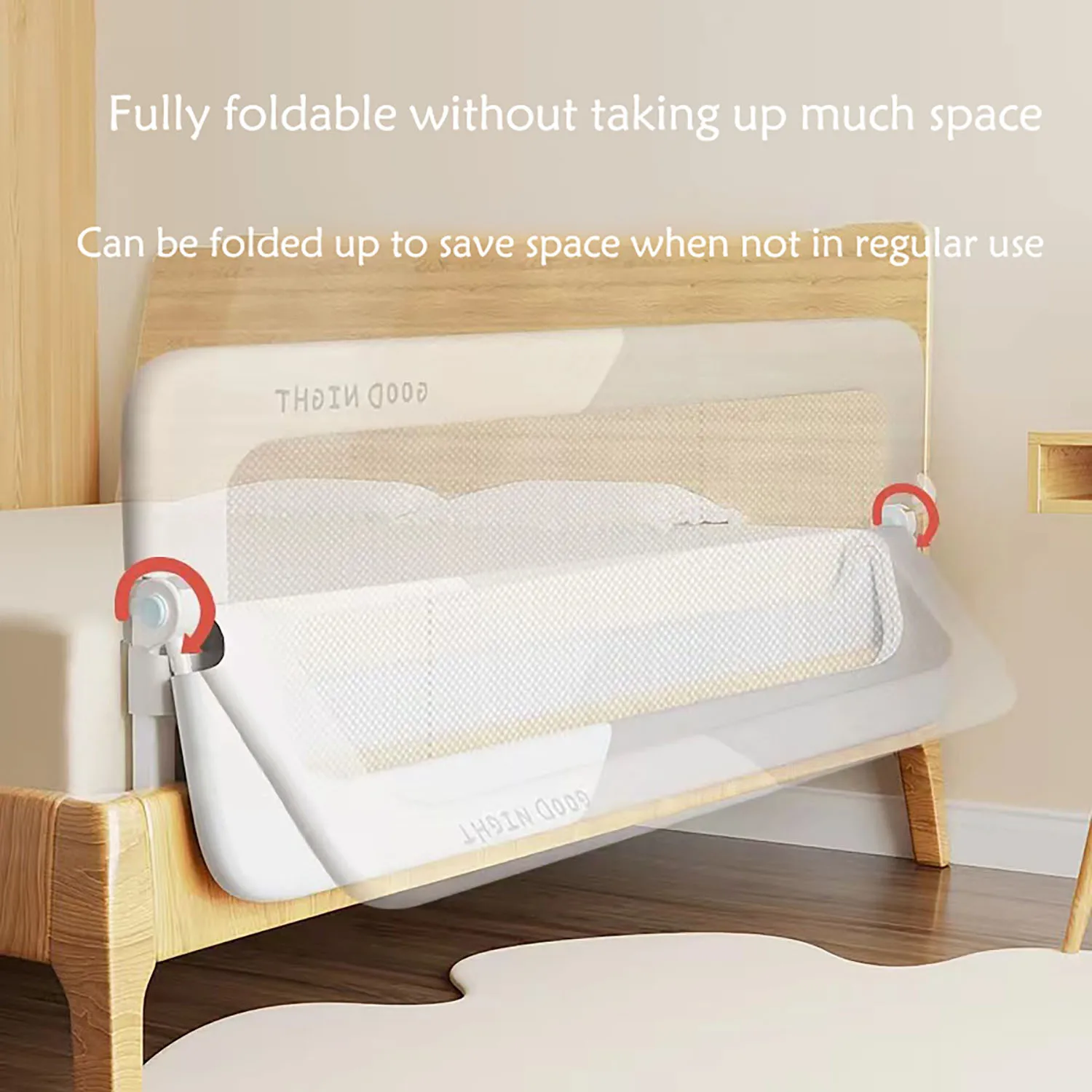 Baby Bed Guardrail Fall-proof Bedside Travel Anti-fall Fence Foldable Bed Enclosure For Safely Fence 1-side (47.2 inch) 120cm