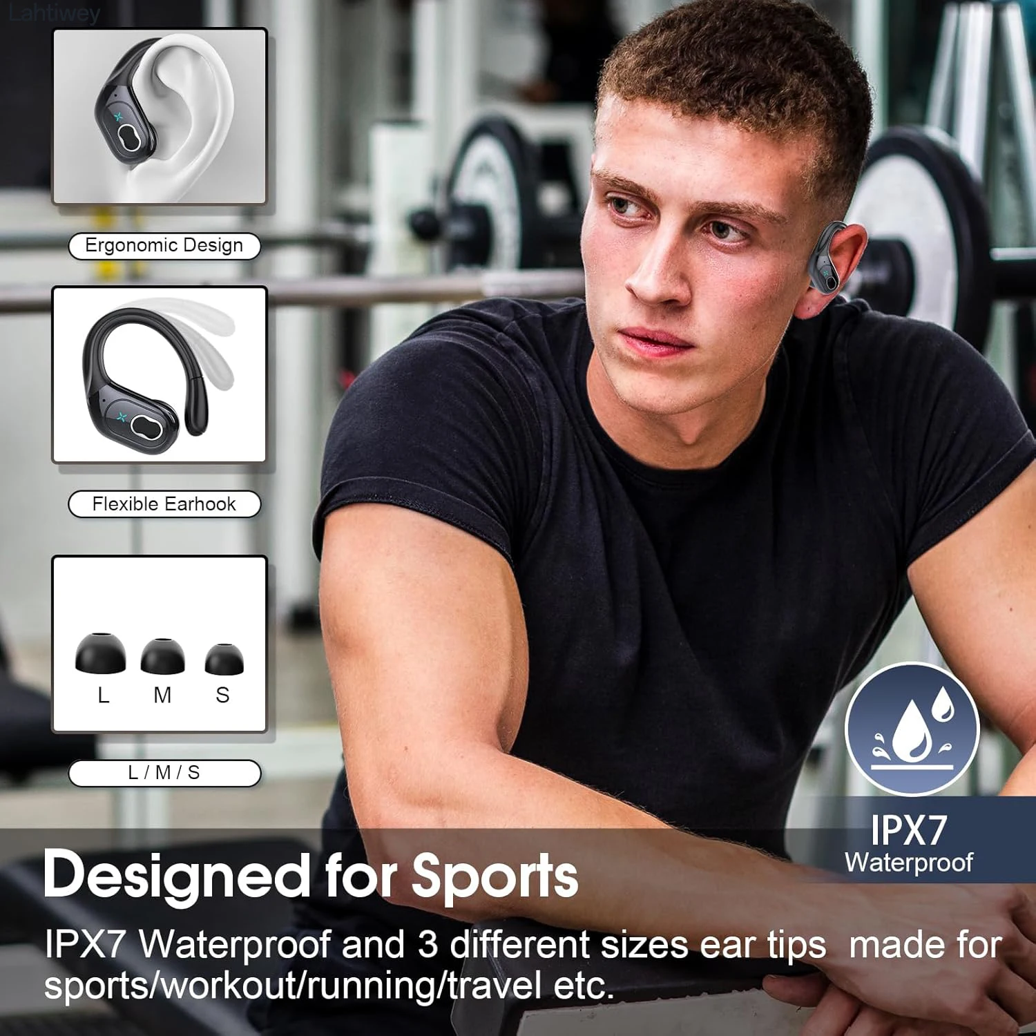 Enhanced Waterproof Sports Earbuds with Deep Bass and Noise Cancelling Mic