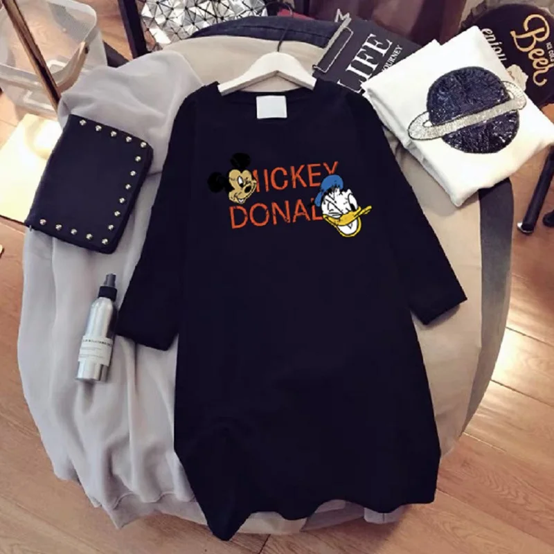 

Cartoon T-Shirt Mickey Donald Duck Pattern Summer Short Sleeve Women's Loose Large Size Thin T-Shirt Simple Fashion Top