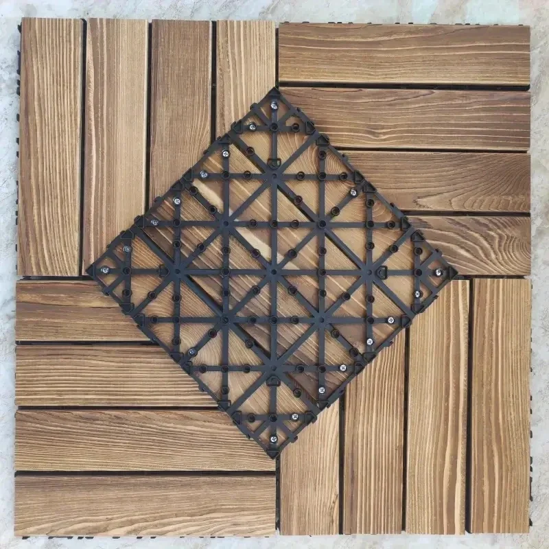 24PCS Interlocking Deck Tiles - Solid Wood Flooring with Snap on Design, Easy To Install, Suitable for Indoor and Outdoor Use