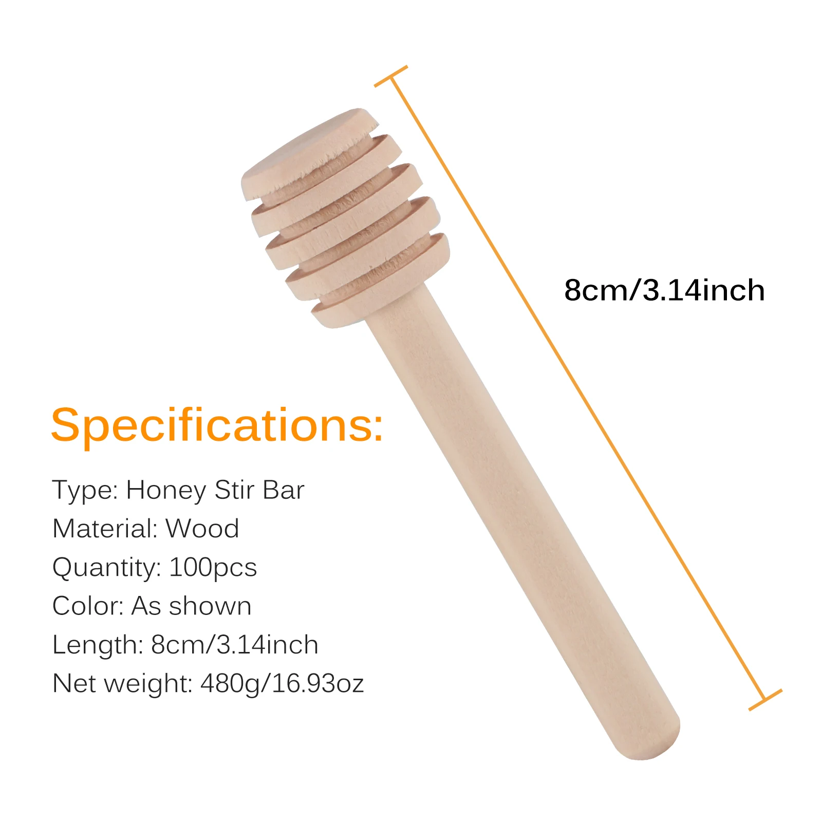 Honey Stir Bar Mixing Spoon Wooden Spoon Glass Honey Dipper Sticks 100Pc