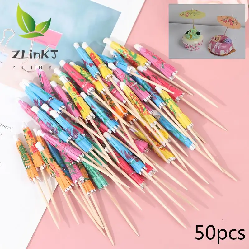 

50pcs/pack Drink Fruit Cake Sticks Mini Umbrella Paper Cocktail Parasols Umbrellas Wedding Decoration Birthday Party Supplies 5Z