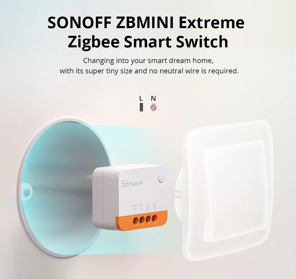 SONOFF ZBMINI L2 Extreme ZigBee Smart Switch No Neutral Wire Required DIY Two-Way Control with Zigbee Hubs Bridge Alexa Google