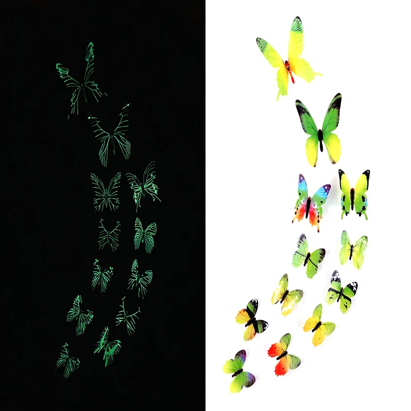 Glowing 3D Butterfly Wall Stickers - Luminous Decorative Decals