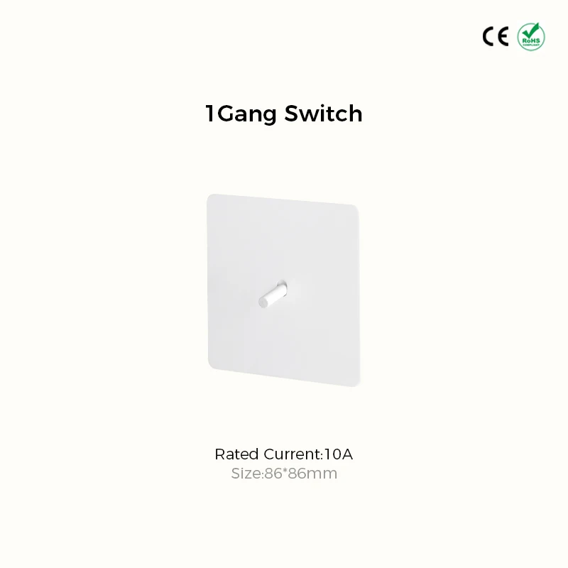 Avoir White Matte Wall Toggle Switch with European Standard Power Socket and Charging Port