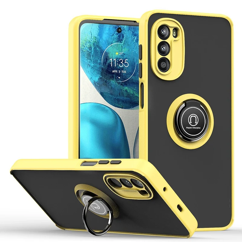 Versatile Silicone Ring Holder Phone Case - Durable Hard PC Cover with Built-In Stand