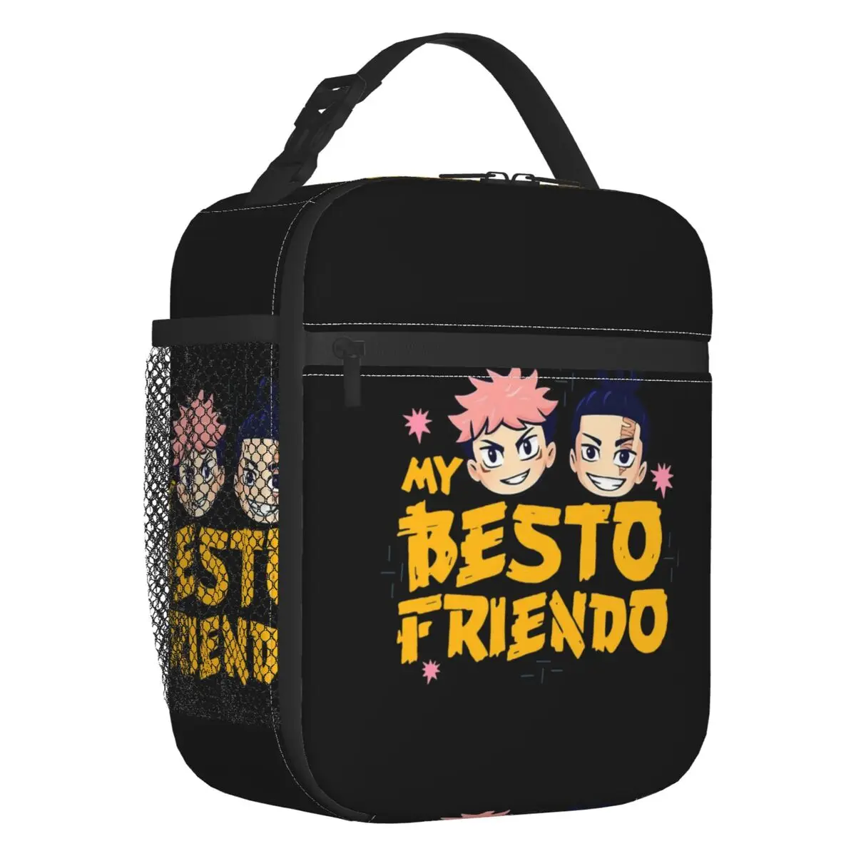 

My Besto Friendo Itadori Jujutsu Kaisen Insulated Lunch Bag fr Portable Kawaii Chibi Cooler Thermal Lunch Box Office Work School