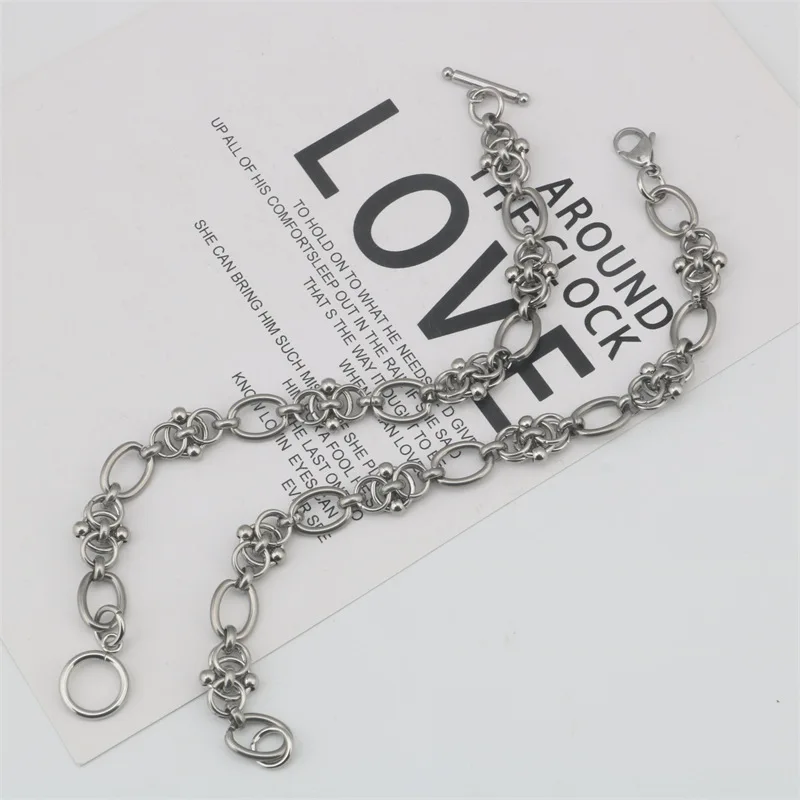 New Hip Hop Design DIY Chain Bracelet for Men Women Heavy Tricycle Thick Kpop Classic 316L Stainless steel Statement Initial