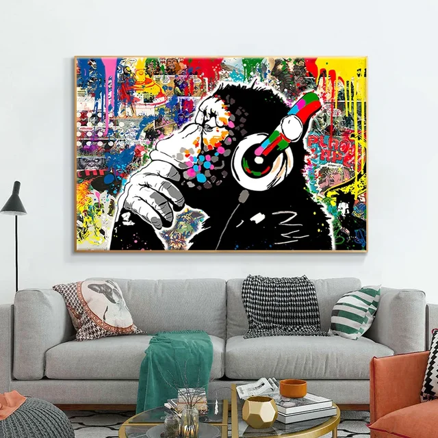 Banksy Graffiti Art toile peinture moderne rue Pop Art papillon cerveau fille affiches et impressions photos murales pour la décoration intérieure 2