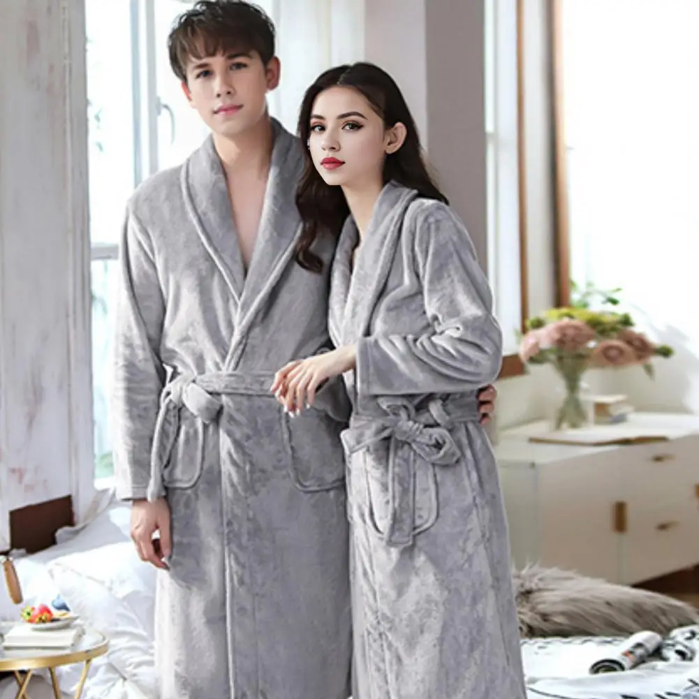 Nightgown Casual Loose Kimono Bathrobe Chinese Men Casual Flannel Dragon Crane Robe Plus Size Winter Thick Warm Sleepwear