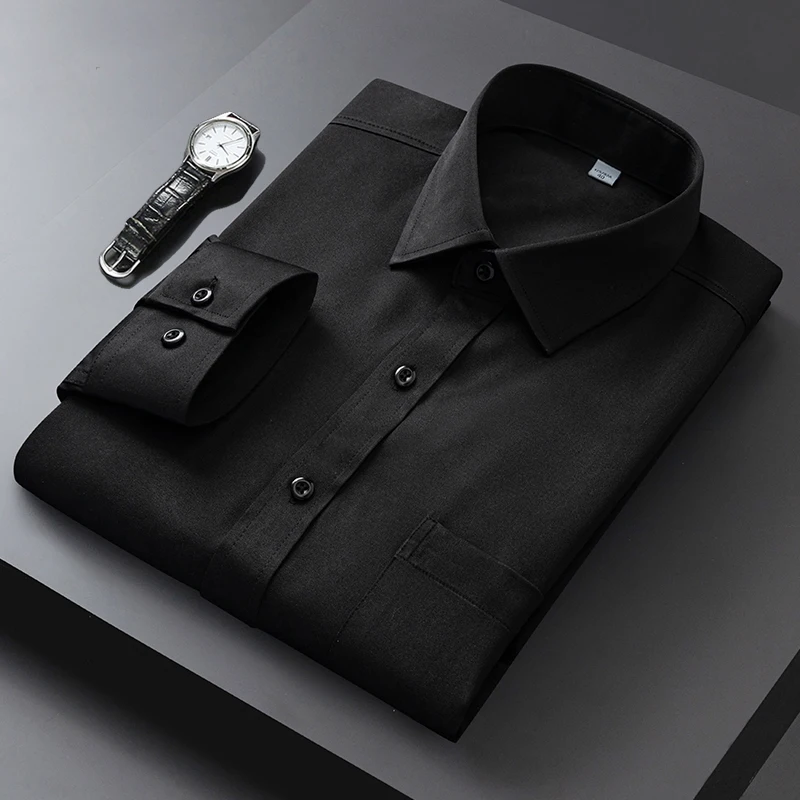 

2022 Men's Dress Shirts Long sleeve Formal Working Shirts Male Classic Businesswear Solid Color Office Men Daily Clothing MQ421